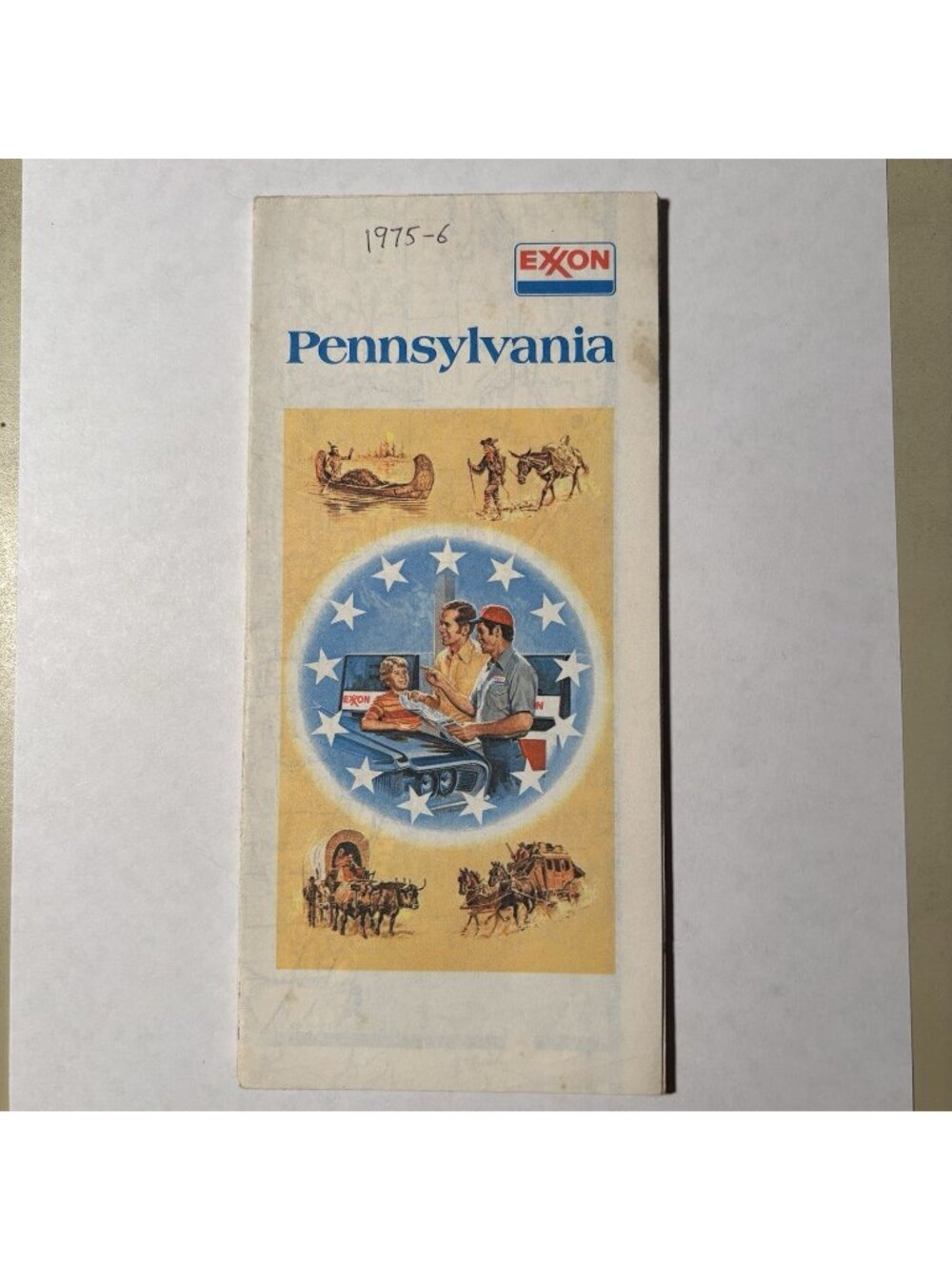 Vintage Exxon Oil Gas Pennsylvania State US Tour Travel Road Map 1975-76